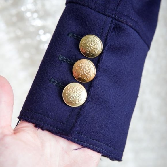 NEW Les Copains Stand Collar Navy Military Coat 42EU - Picture 3 of 8